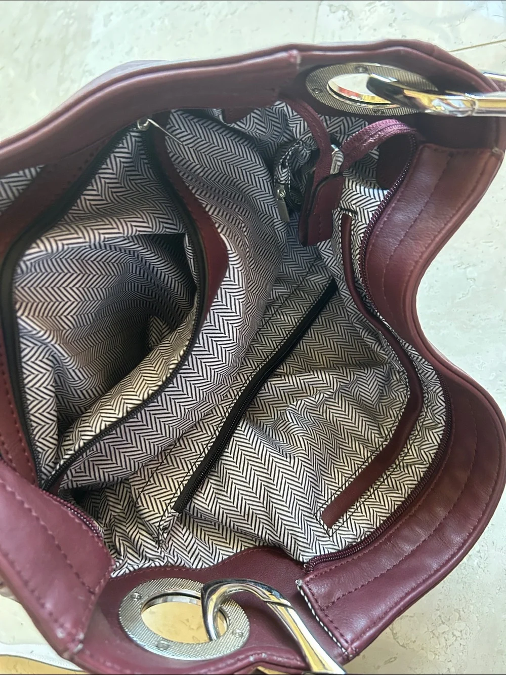 Classic Burgundy Leather Shoulder Bag